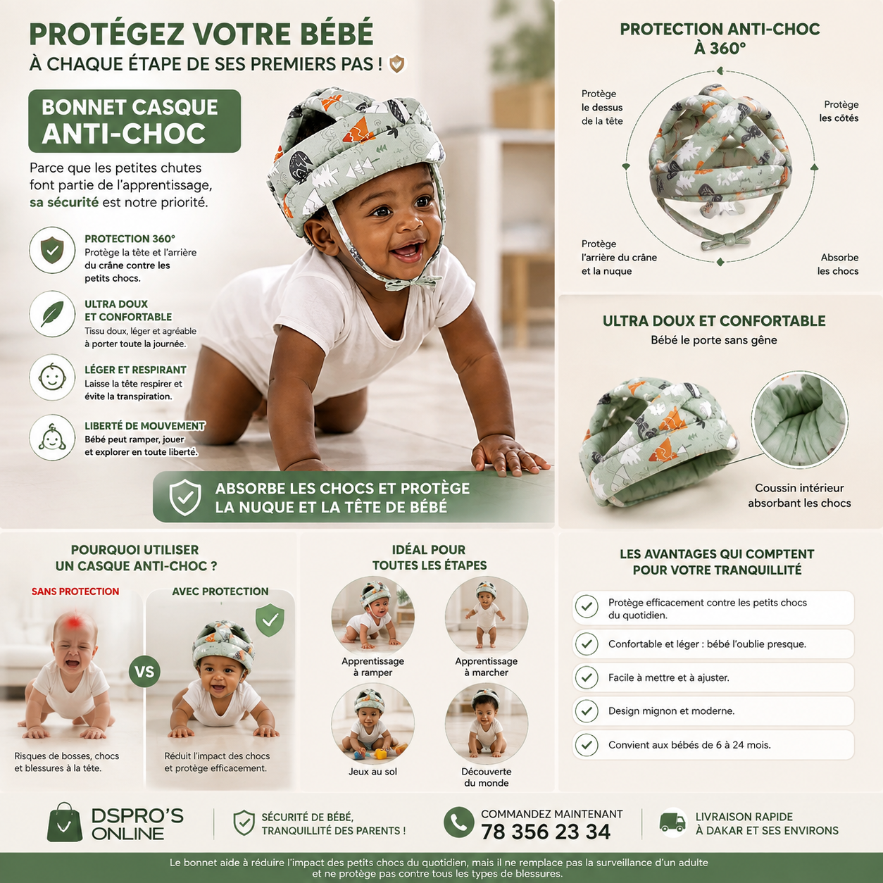 Casque anti choc pour bébé