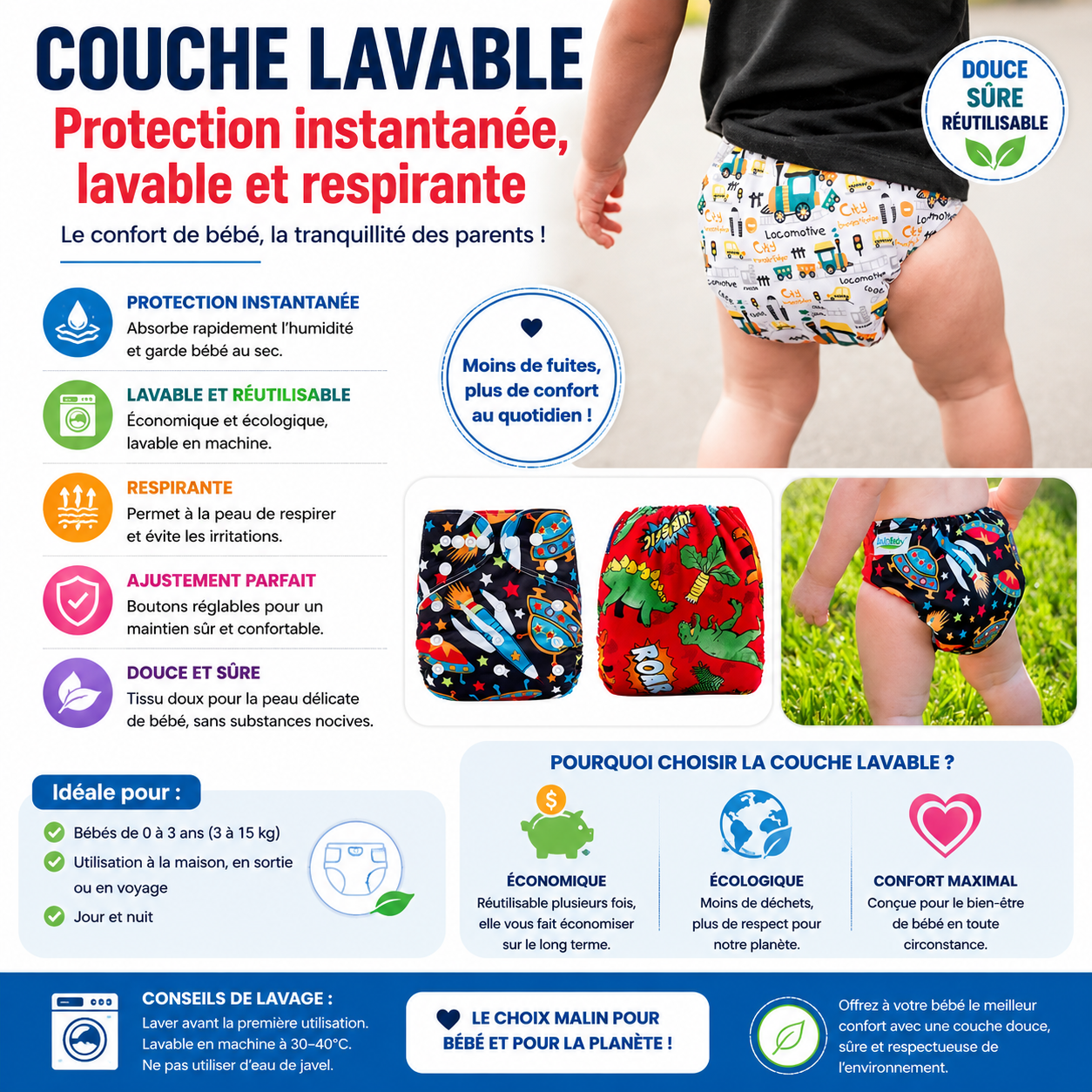 Couche bébé lavable
