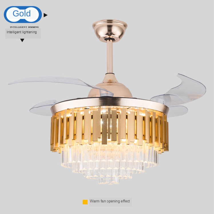 Lustre ventilateur cristal doré