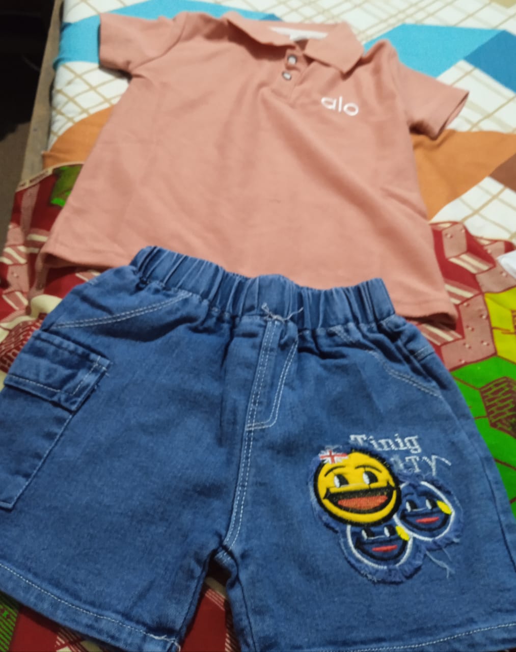 Ensemble enfants mixte polo et culotte jeans