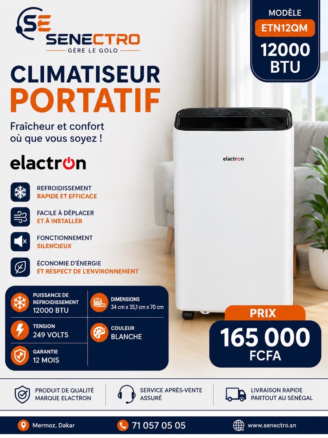 Climatiseur Portatif ETN12 QM 12000BTU