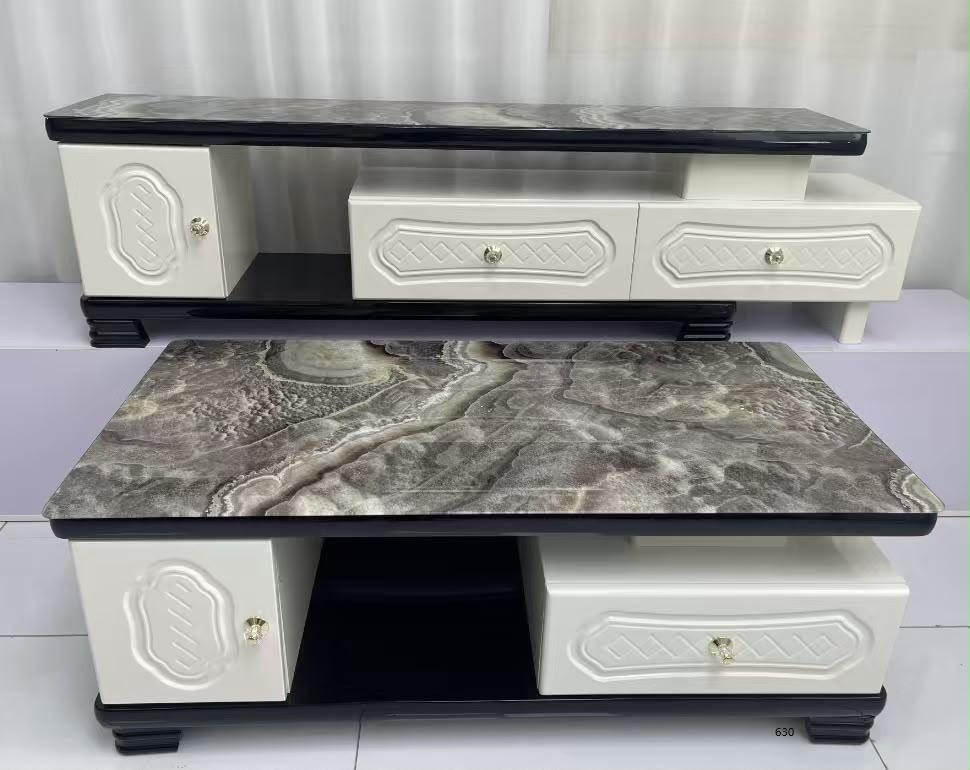 Ensemble salon moderne en Marbre : Meuble TV + Table basse assortie