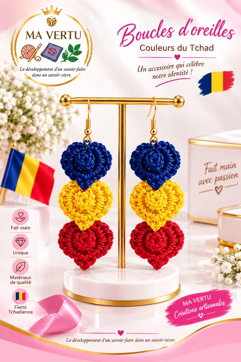Boucle d'oreille en couleur de chez nous.