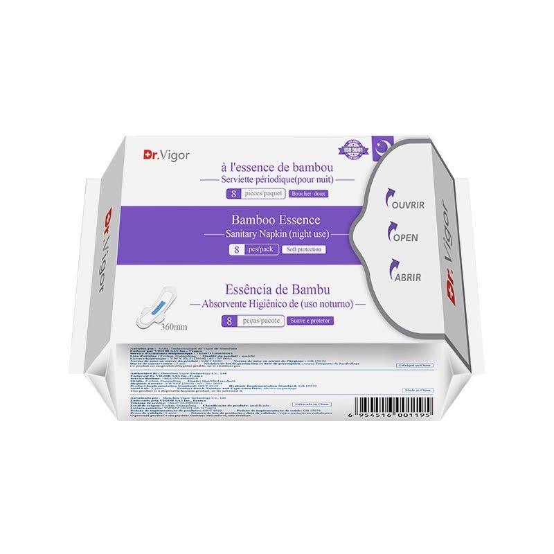 Serviette periodique pour nuit à l’essence de bambou Dr. Vigor