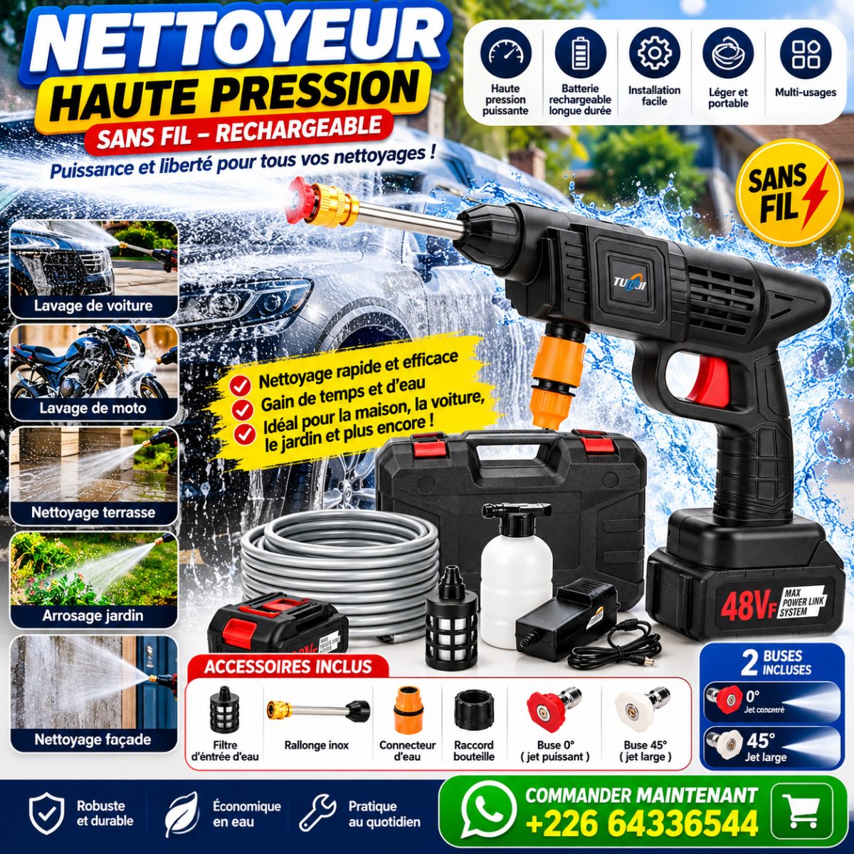 Nettoyeur haute pression rechargeable