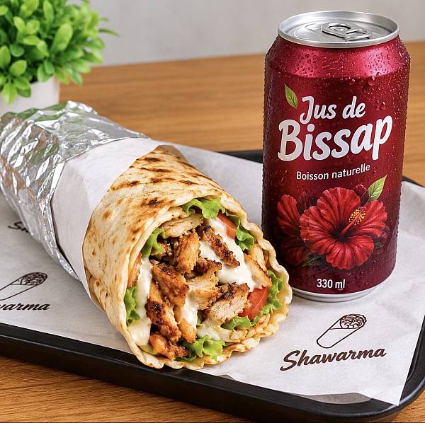 Pack de chawarma et jus en canette