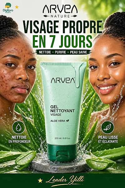 GEL NETTOYANT VISAGE ARVEA - ALOE VERA 150ml - REF 20289 - Anti-Imperfections & Pores
